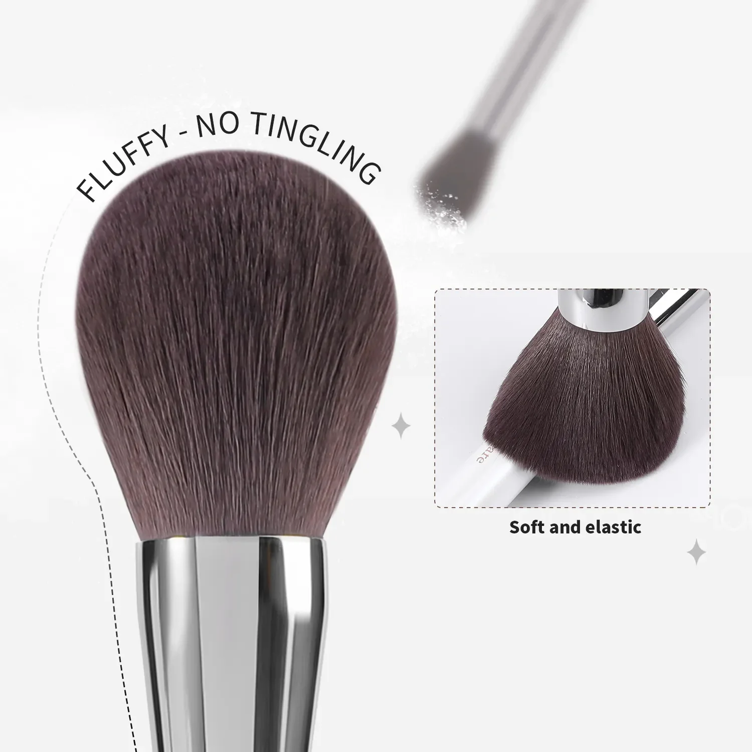 DUCARE White 9Pcs Face & Eye Brush Set with Holder - Image 4
