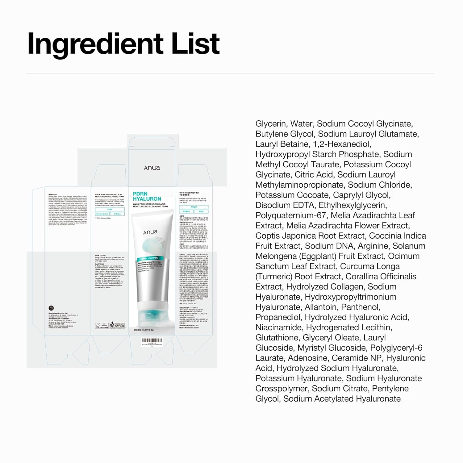 Anua PDRN Hyaluronic Acid Moisturizing Cleansing Foam, 150 ml - Image 2