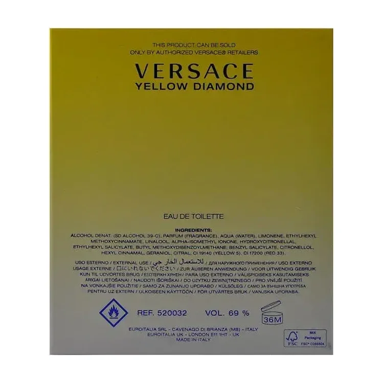 Versace Yellow Diamond Eau De Toilette (90ml) - Image 4